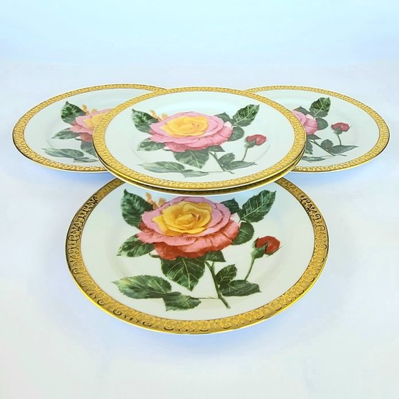 Vintage - Gold Buffet Royal Gallery - Pink Rose Pattern - Salad Plates - 6 - Picture 6 of 12